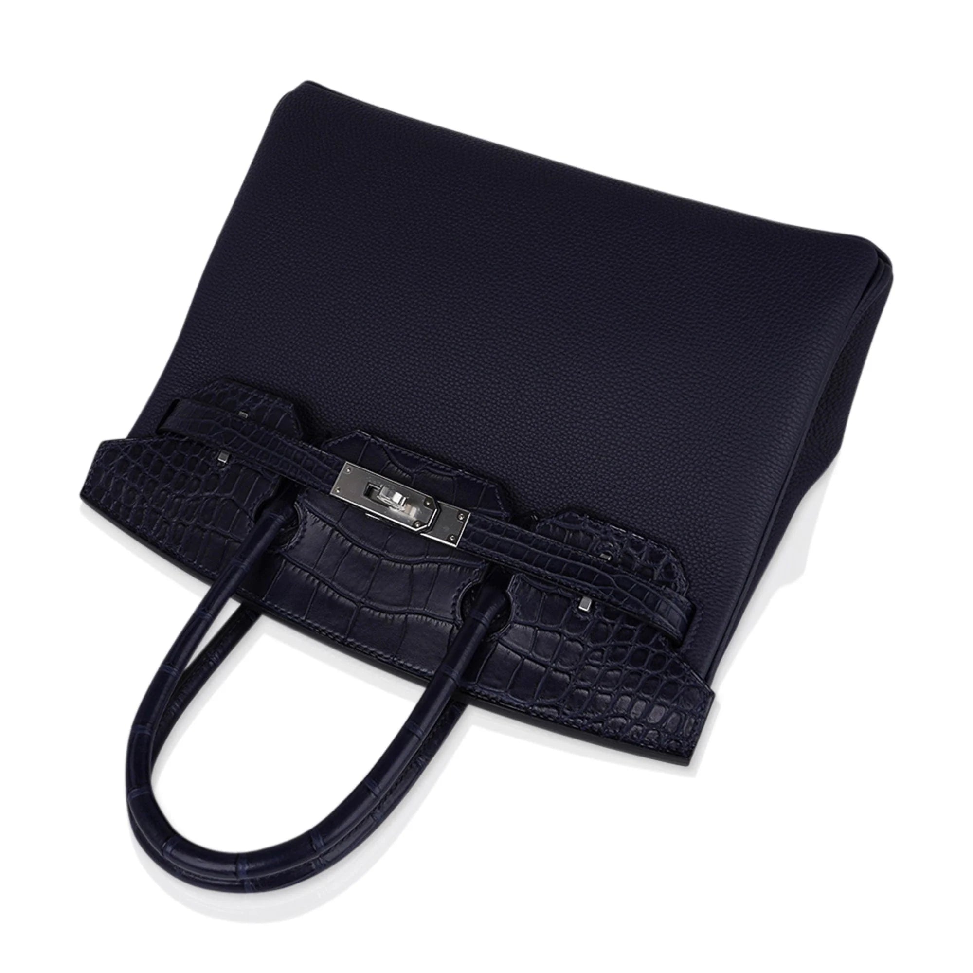Birkin 30 Touch Blue Indigo Matte Alligator Bag Palladium Hardware