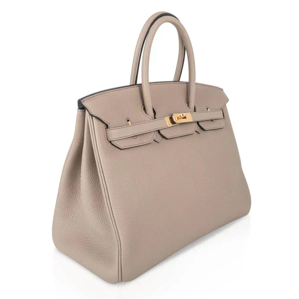 HSS Tri-Color Birkin 35 Gris Tourterelle Blue Paon & Purple Stitching Special Order Bag