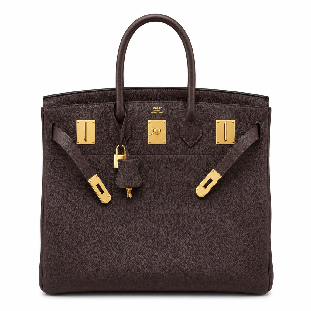 Hermès HAC 40 Chocolat Togo Leather Travel Bag with Gold Hardware