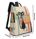 Retro Atomic Cat Print PU Leather Backpack