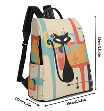Load image into Gallery viewer, Retro Atomic Cat Print PU Leather Backpack