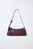 Knotted-Detail Burgundy Leather Shoulder Bag