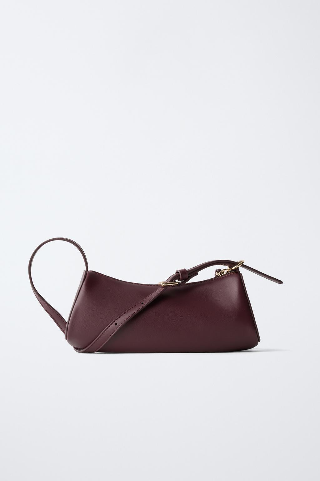 Knotted-Detail Burgundy Leather Shoulder Bag