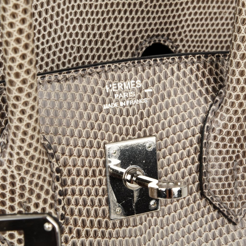 Birkin 25 Bag Gris Agate Lizard Palladium Hardware VERY Rare