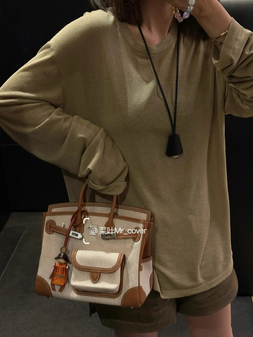 Birkin Cargo 30 Gold Swift Leather and Ecru Canvas Multi-Pocket Bag