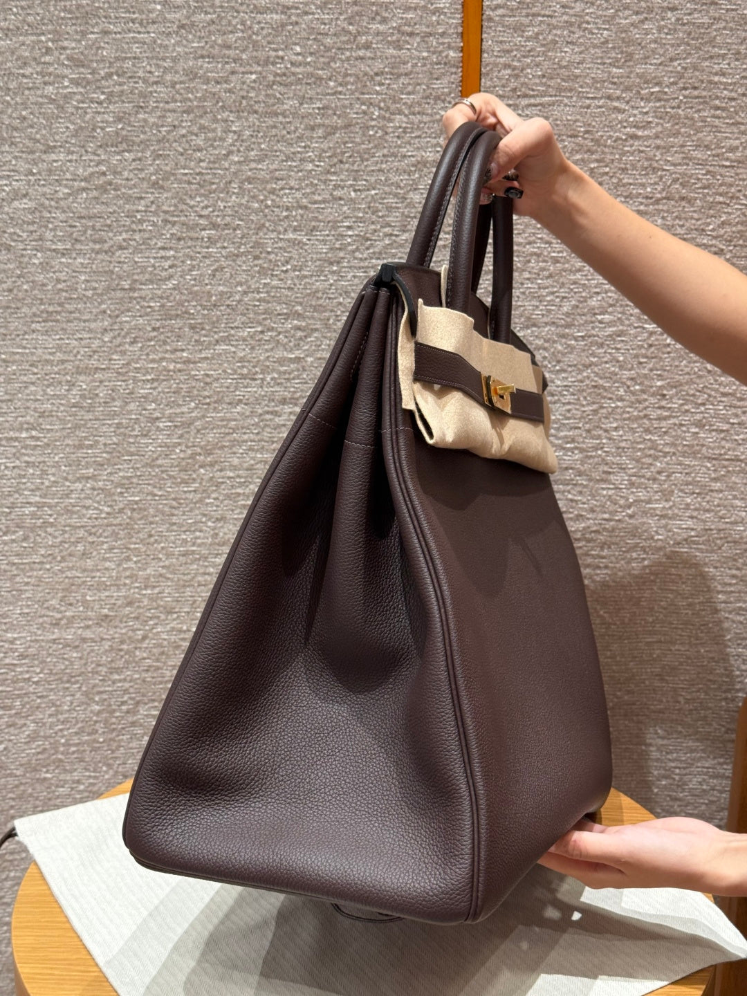 Large Birkin HAC 40cm Men's Tote in Premium Chocolate Brown Togo Cowhide