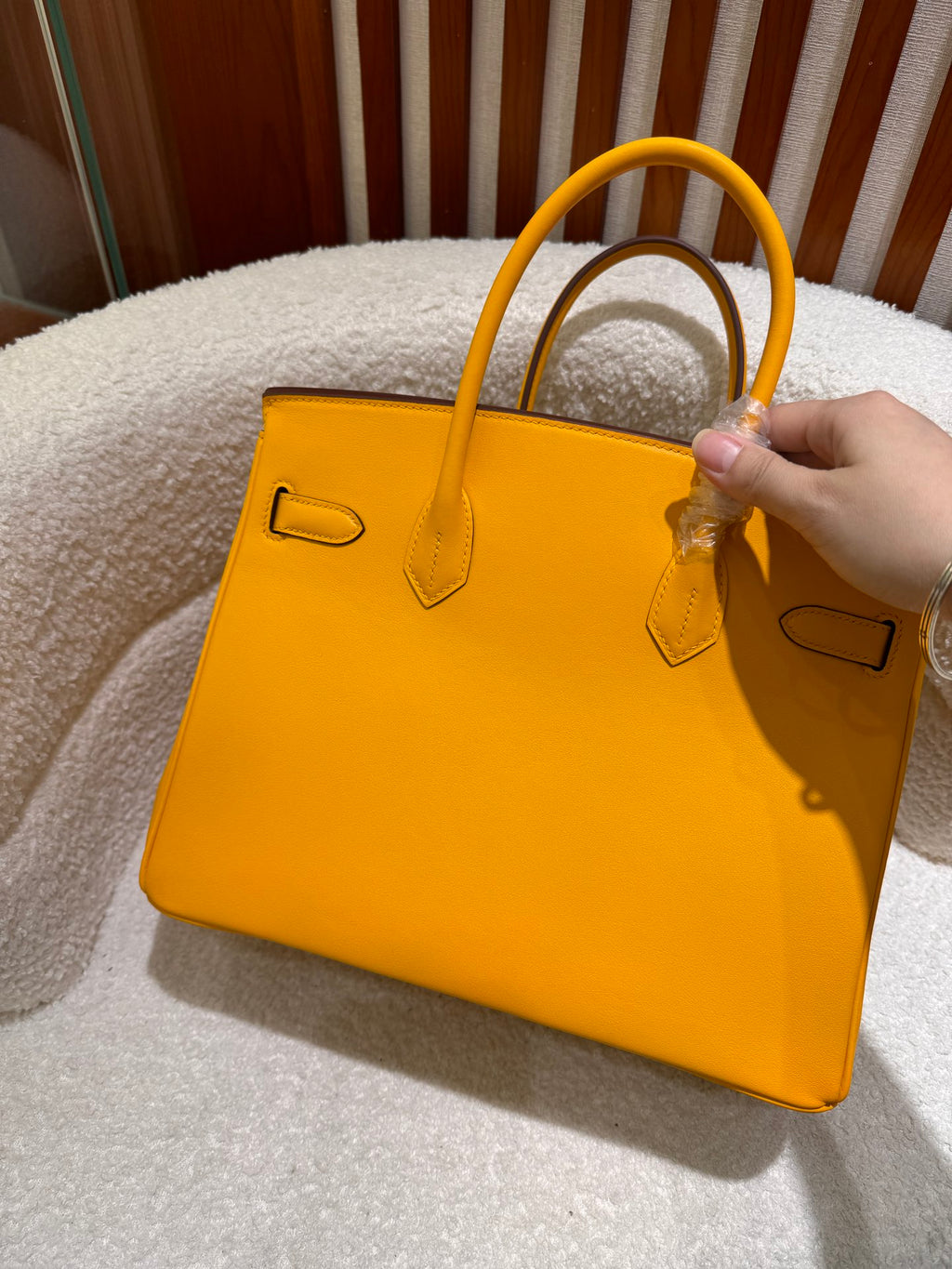 Birkin 30cm HSS Edition in Amber Yellow with Rainbow Swift Fringe