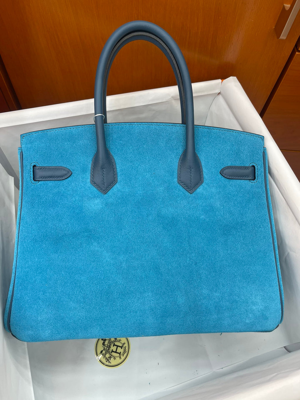 Rare Runaway Birkin 30cm Grizzly Agate Blue Suede Luxury Tote