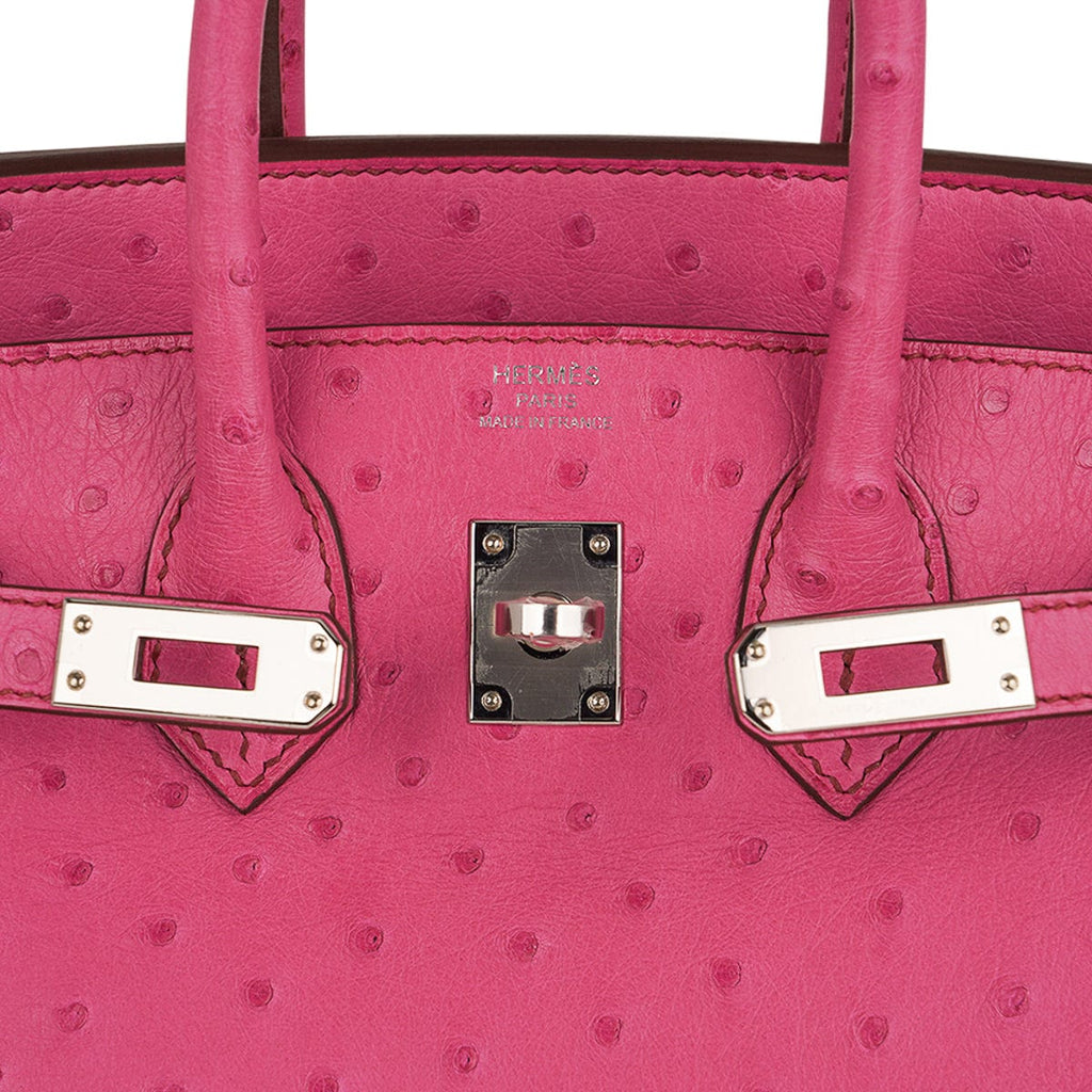 Birkin 25 Bag Fuchsia Ostrich with Palladium Hardware