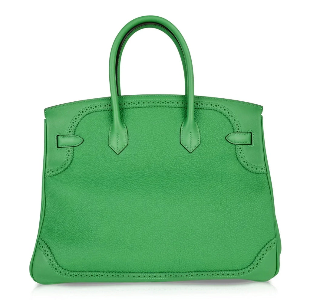 Birkin 35 Bag Ghillies Limited Edition Bamboo Palladium Hardware