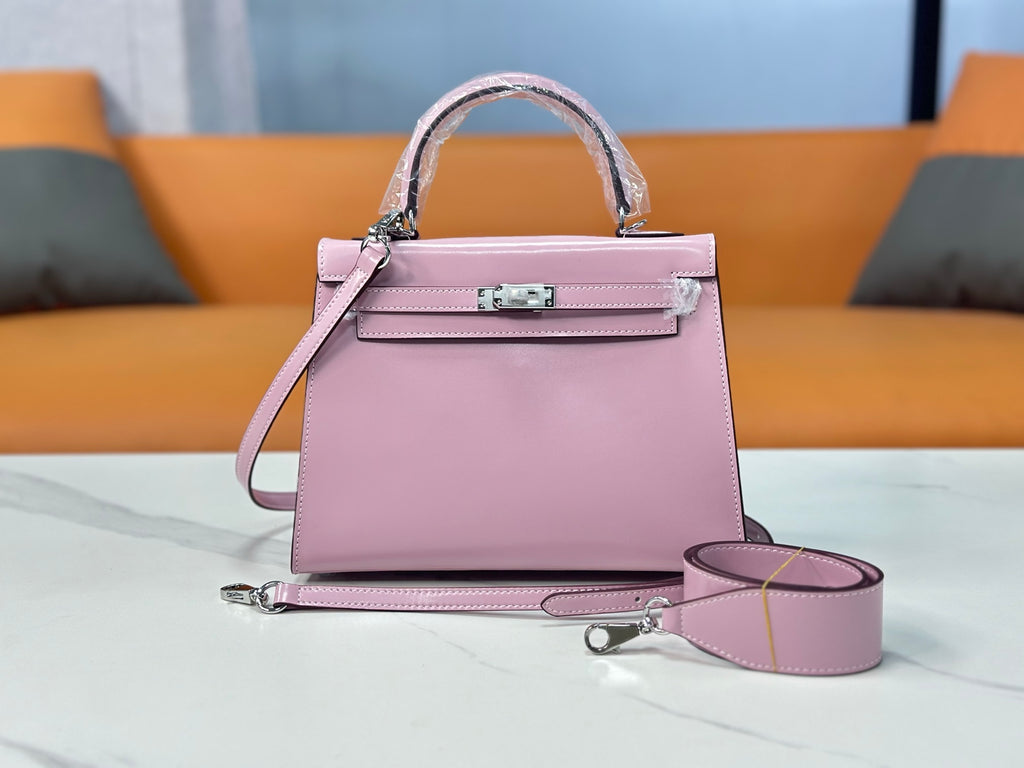 Kelly Sellier 19cm & 22cm & 25cm Rose Sakura Box Calf Leather Gold Hardware & Palladium Hardware Women Handbag