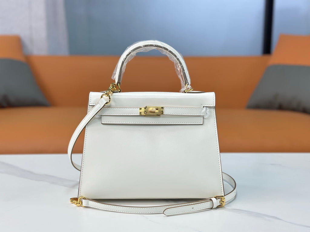 Kelly Sellier 19cm & 22cm & 25cm Craie Box Calf Leather Gold Hardware & Palladium Hardware Women Handbag