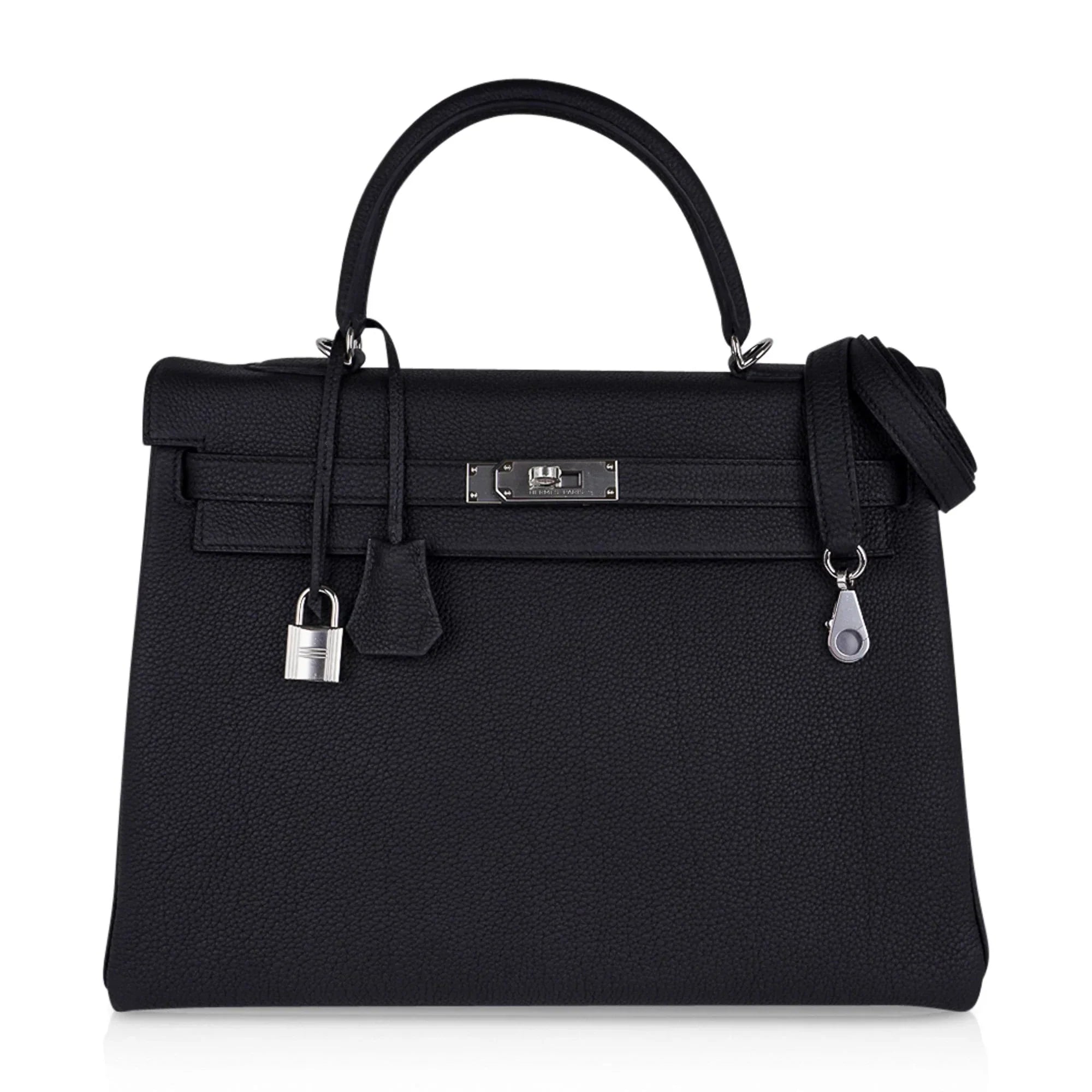 Kelly 35 Bag Black Retourne Togo Palladium Hardware New