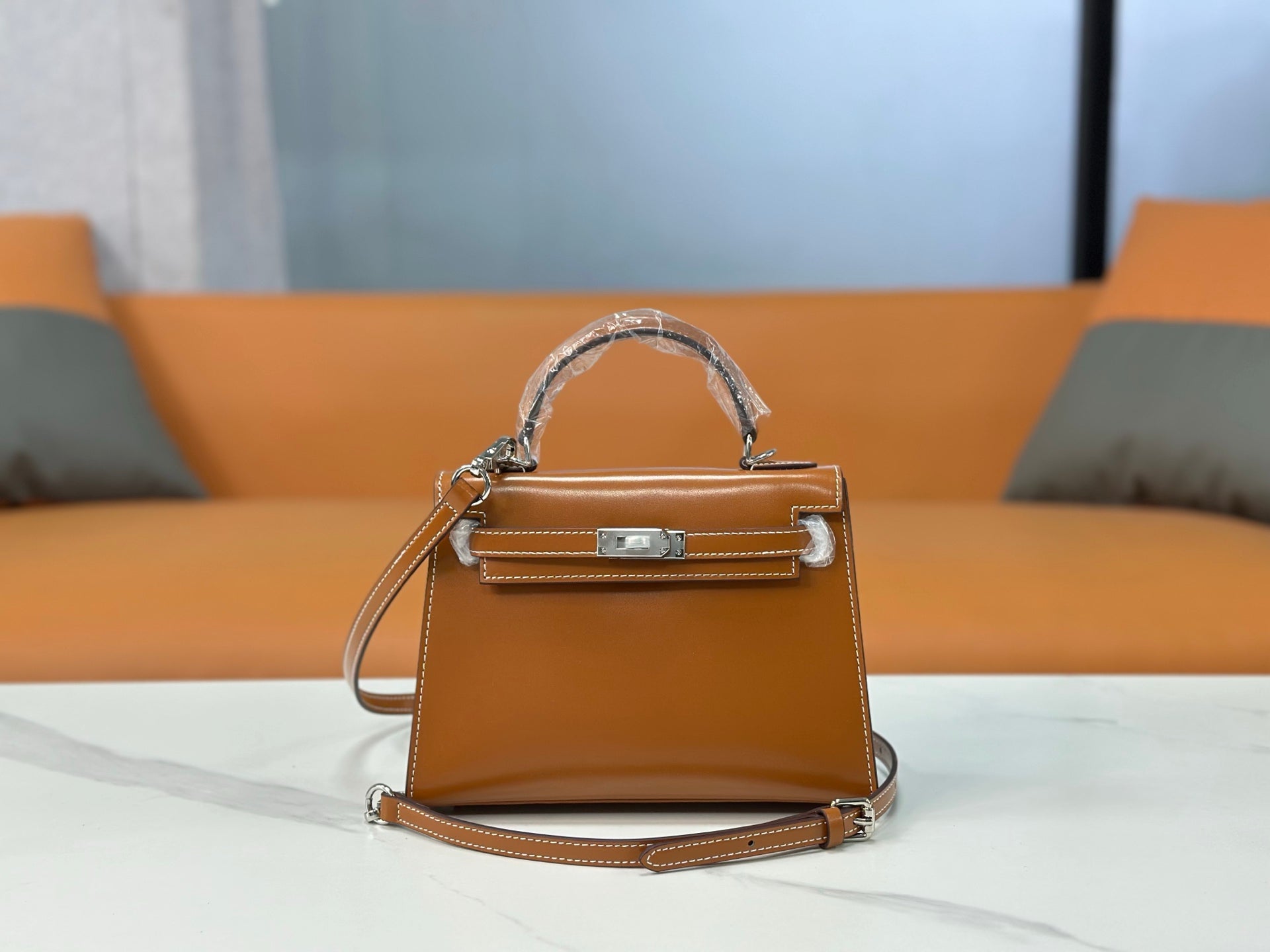 Kelly Sellier 19cm & 22cm & 25cm Gold Box Calf Leather Gold Hardware & Palladium Hardware Women Handbag