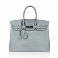 Limited Edition Birkin 35 Bag Ciel Matte Alligator with Palladium Hardware
