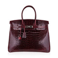 Birkin 35 Bag Bordeaux Porosus Crocodile with Palladium Hardware