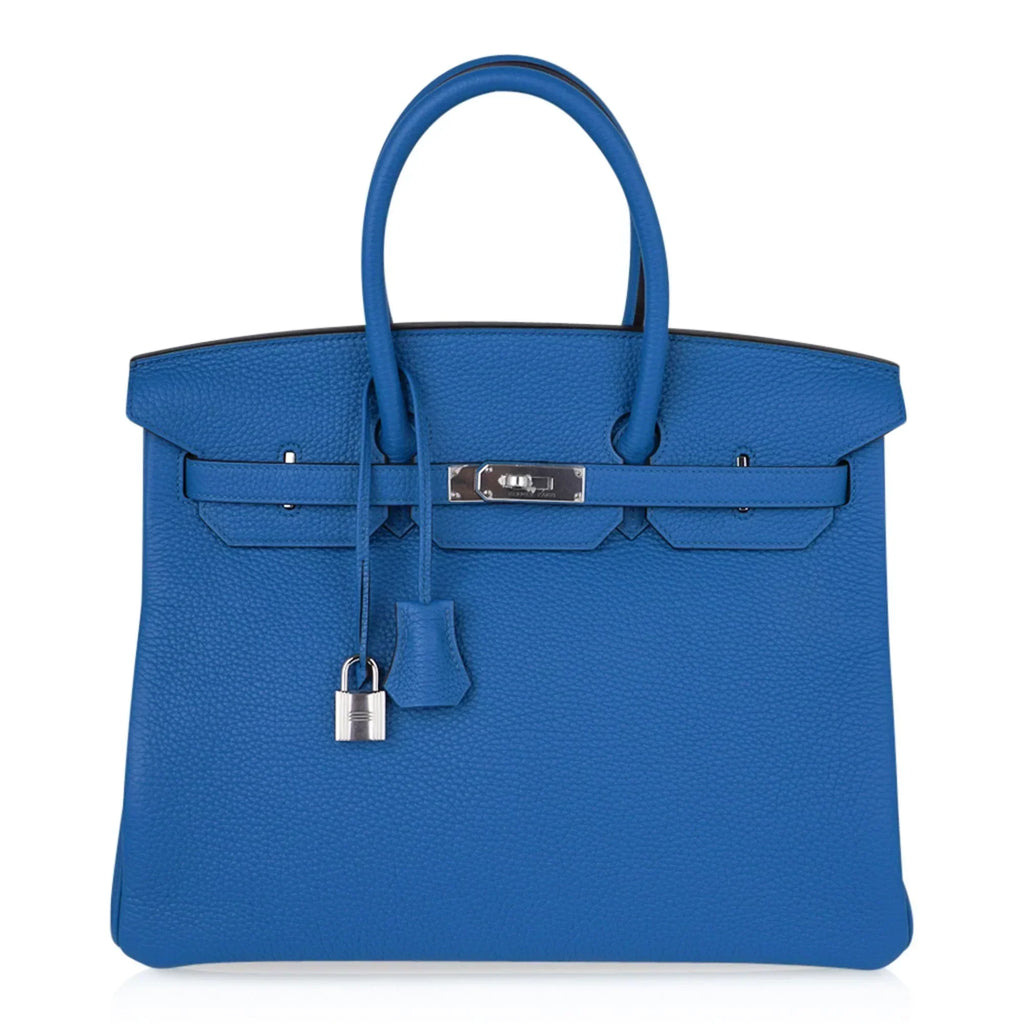 Birkin 35 Bag Rich Blue Izmir Clemence Palladium