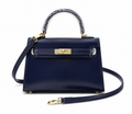Kelly Sellier 19cm & 22cm & 25cm Bleu Nuit Box Calf Leather Gold Hardware & Palladium Hardware Women Handbag