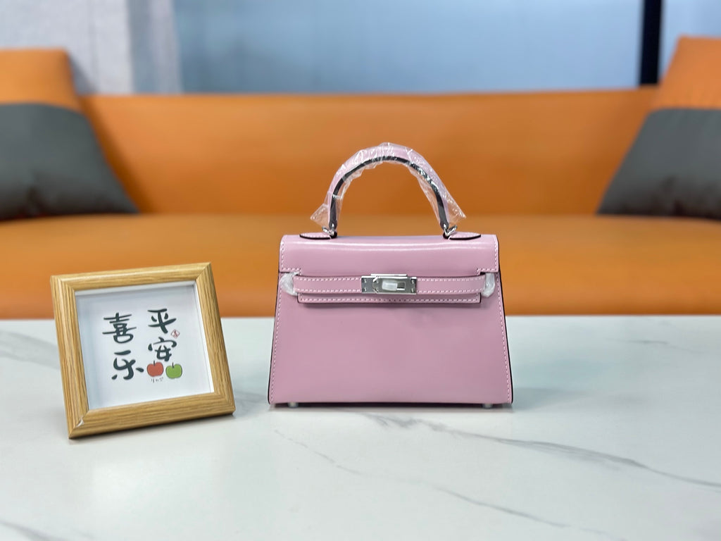 Kelly Sellier 19cm & 22cm & 25cm Rose Sakura Box Calf Leather Gold Hardware & Palladium Hardware Women Handbag