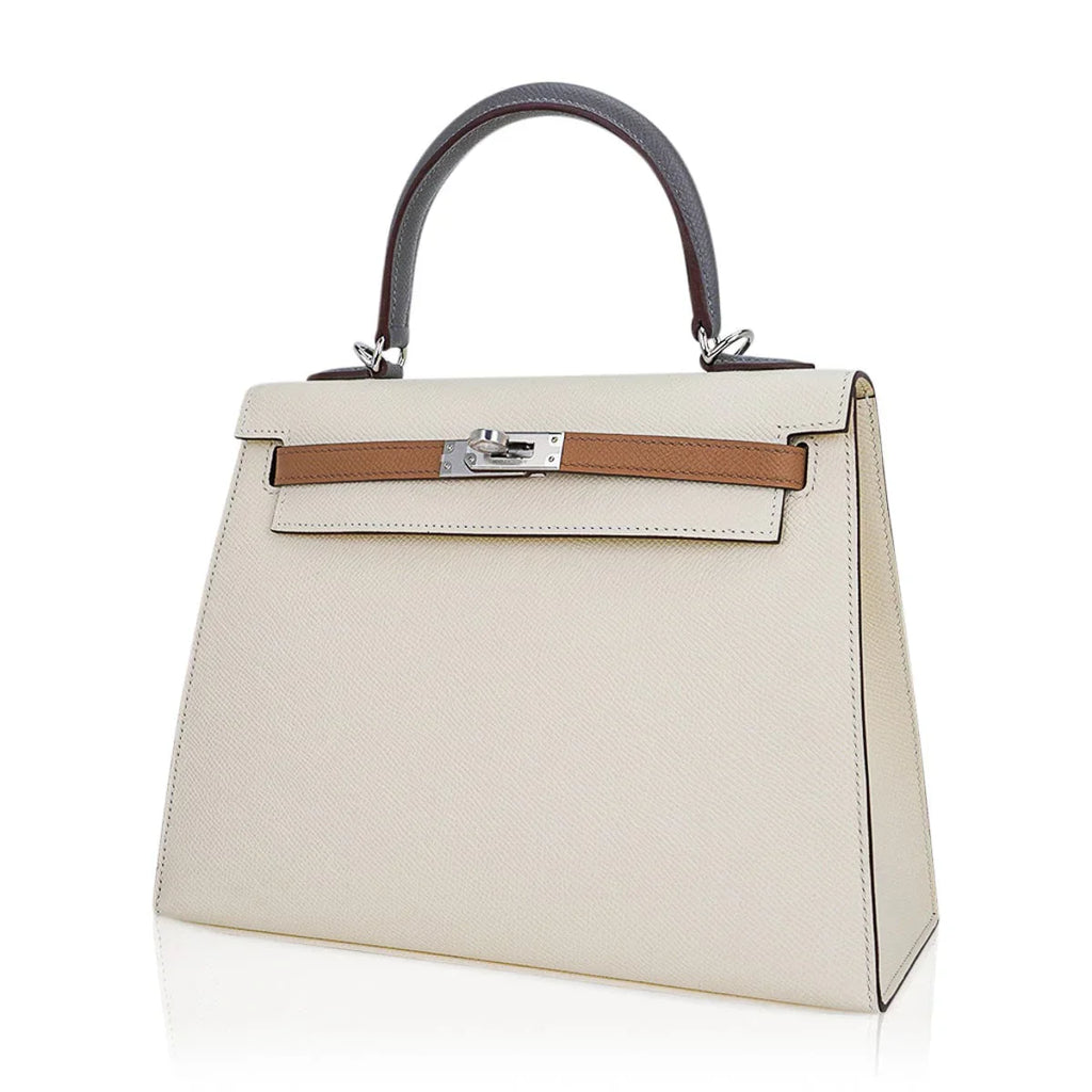 Kelly Sellier 25 Bag Nata Chai & Gris Meyer Epsom Leather with Palladium Hardware