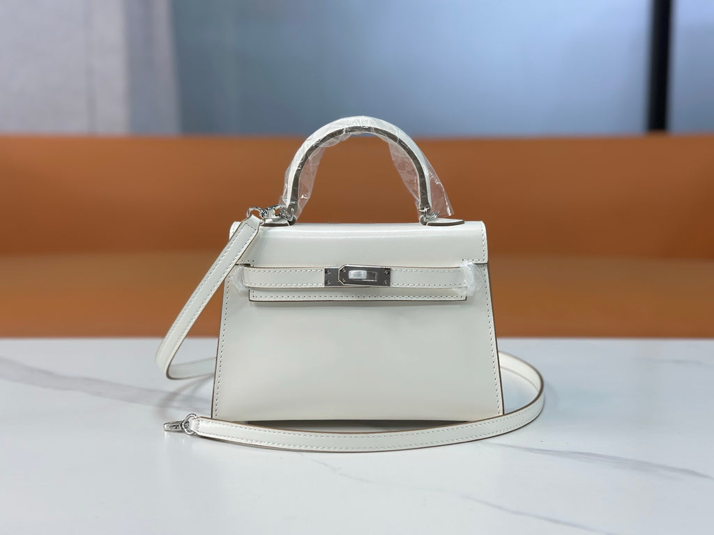 Kelly Sellier 19cm & 22cm & 25cm Craie Box Calf Leather Gold Hardware & Palladium Hardware Women Handbag