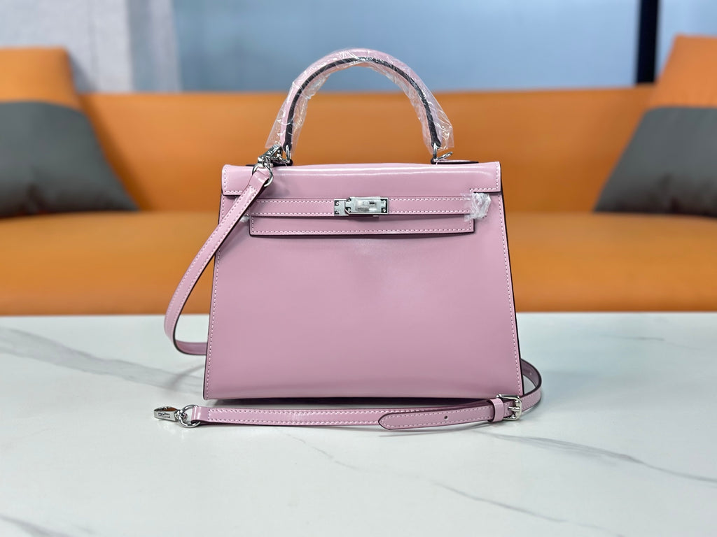 Kelly Sellier 19cm & 22cm & 25cm Rose Sakura Box Calf Leather Gold Hardware & Palladium Hardware Women Handbag