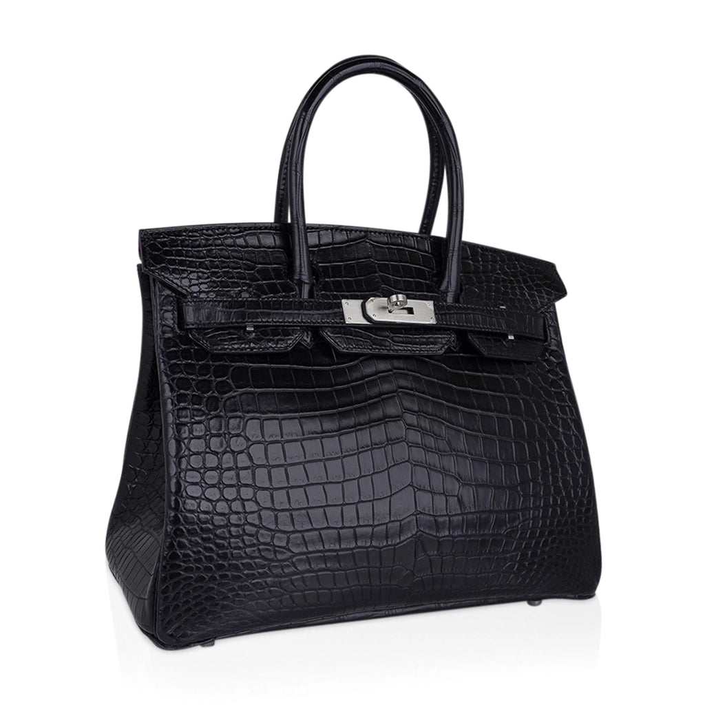 Birkin HSS 30 Matte Porosus Crocodile Black / Rose Pourpre Bag