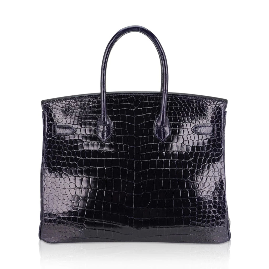 Birkin 35 Bag Blue Marine Porosus Crocodile with Palladium Hardware