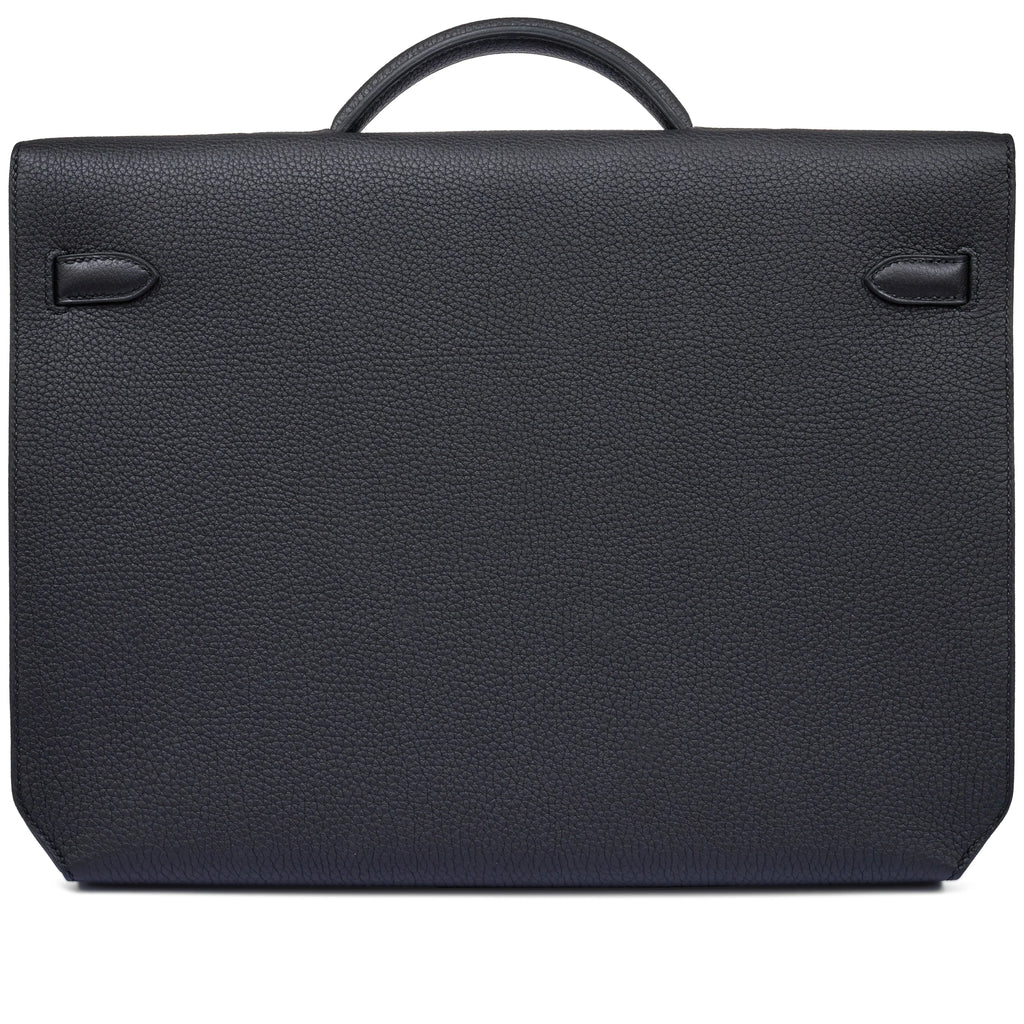 Kelly Black Togo 36 Briefcase Palladium Hardware FR trendy frosted leather casual bag