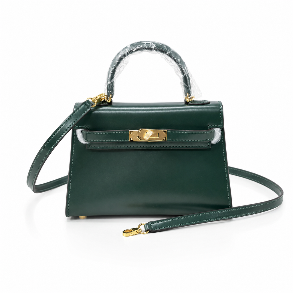 Kelly Sellier 19cm & 22cm & 25cm Vert Fonce Box Calf Leather Gold Hardware & Palladium Hardware Women Handbag