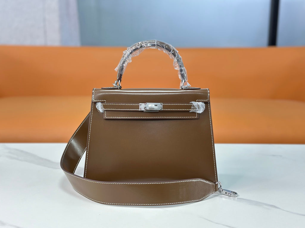 Kelly Sellier 19cm & 22cm & 25cm Ebene Box Calf Leather Gold Hardware & Palladium Hardware Women Handbag