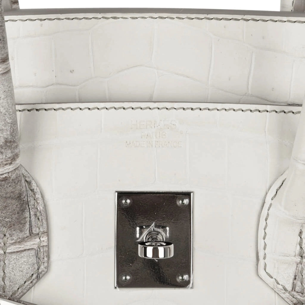 Birkin 35 Himalaya Blanc Crocodile Palladium Hardware