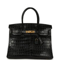 Birkin Black Matte Niloticus Crocodile Gold Hardware