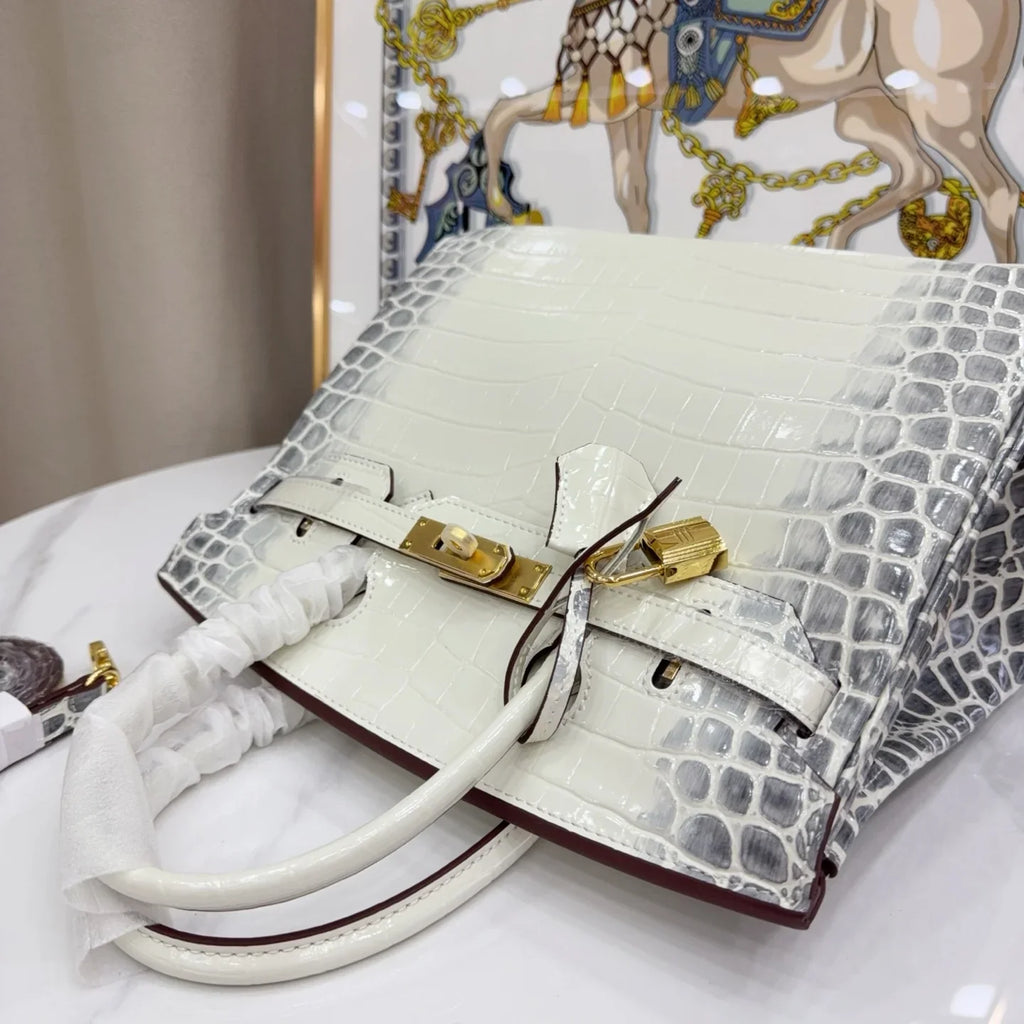 Birkin Bag Crocodile-Grain Cowhide Leather Gold Hardware