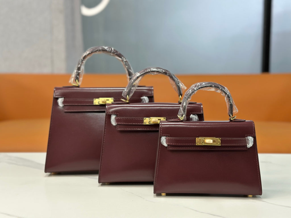 Kelly Sellier 19cm & 22cm & 25cm Rouge H Box Calf Leather Gold Hardware & Palladium Hardware Women Handbag