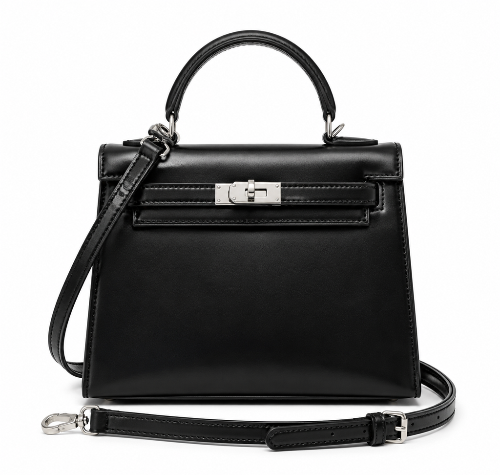 Kelly Sellier 19cm & 22cm & 25cm Noir Box Calf Leather Gold Hardware & Palladium Hardware Women Handbag