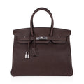Birkin 35 Bag Ebene Barenia Faubourg Leather with Palladium Hardware