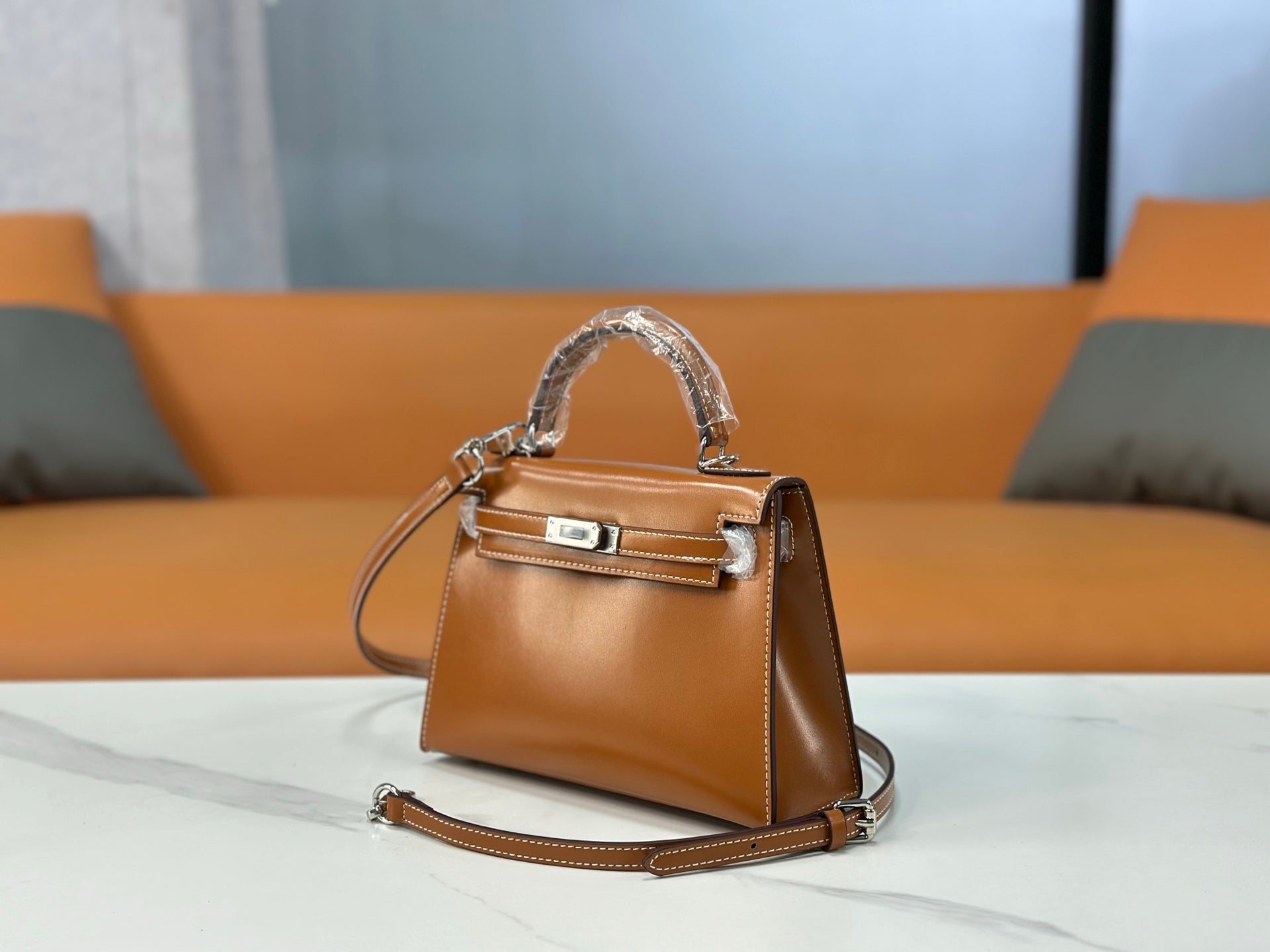 Kelly Sellier 19cm & 22cm & 25cm Gold Box Calf Leather Gold Hardware & Palladium Hardware Women Handbag
