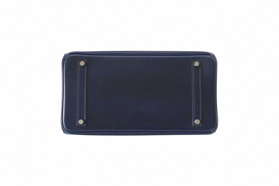 Birkin 35 Bag (Bleu) Blue Marine Coveted Rare Box Leather Palladium