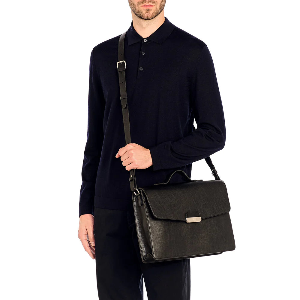 Men's briefcase in vintage leather color black