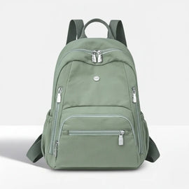 Multi-Zipper Lightweight Nylon Backpack with Water-Resistant Design