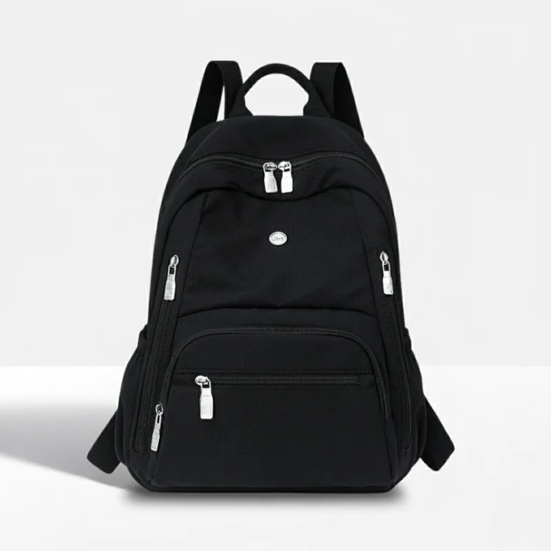 Multi-Zipper Lightweight Nylon Backpack with Water-Resistant Design
