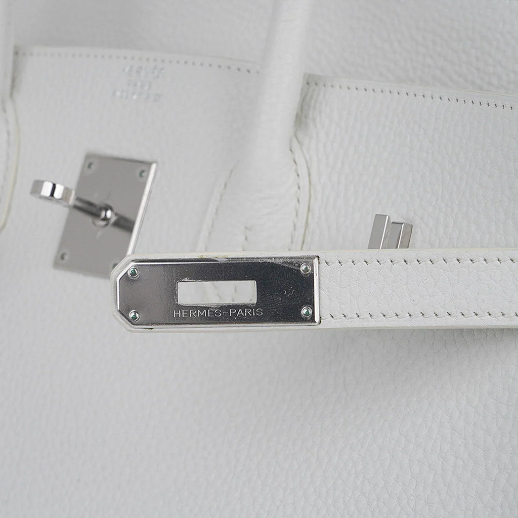 Birkin 35 Bag White Clemence Leather with Palladium Hardware