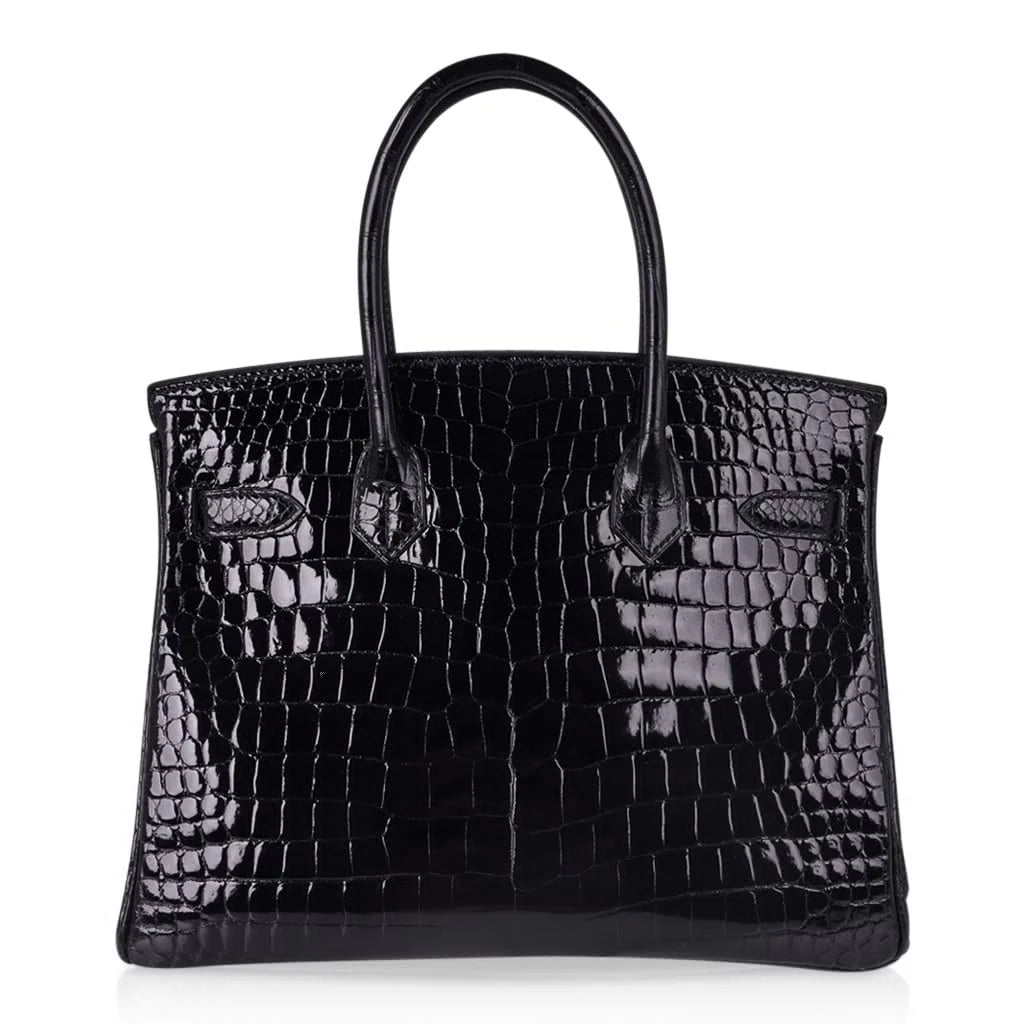 Birkin 30 Bag Black Porosus Crocodile with Gold Hardware