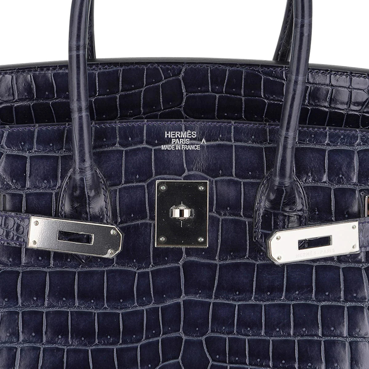 Birkin 35 Bleu Roi Porosus Crocodile Palladium Hardware