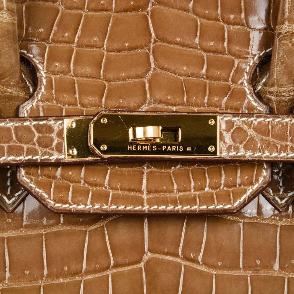 Birkin 35 Bag Ficelle Porosus Crocodile Gold Hardware