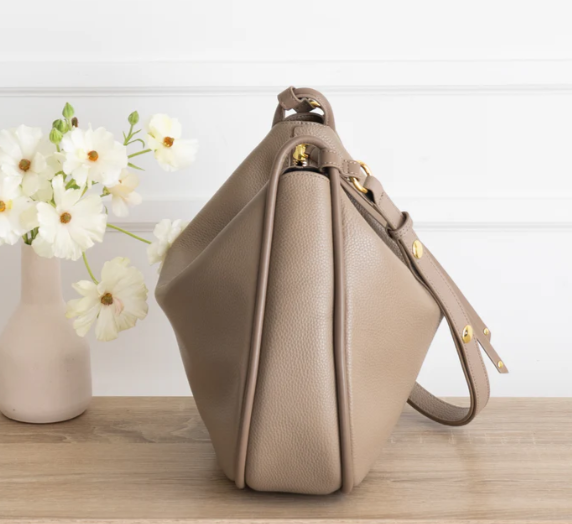 Adjustable-Strap Pebbled Leather Hobo Bag with Spacious Interior