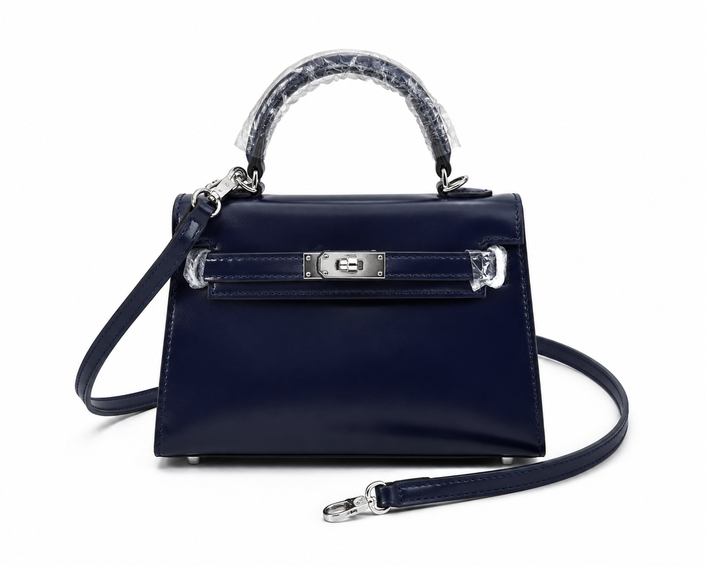 Kelly Sellier 19cm & 22cm & 25cm Bleu Nuit Box Calf Leather Gold Hardware & Palladium Hardware Women Handbag