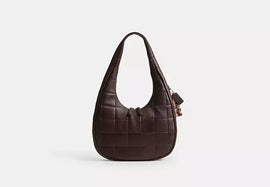 Chocolate Brown Quilted Leather Hobo Bag with Slouchy Silhouette