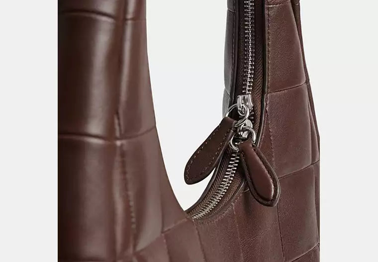 Chocolate Brown Quilted Leather Hobo Bag with Slouchy Silhouette
